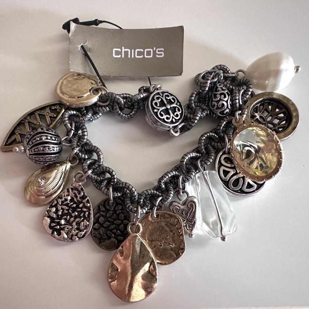 Chico’s Charm Bracelets, Varied Gemstones and Mixed Metals NEW WITH TAGS - Picture 2 of 16
